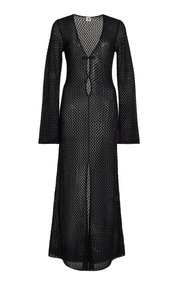 Tanzania Pointelle-Knit Organic Cotton Maxi Dress