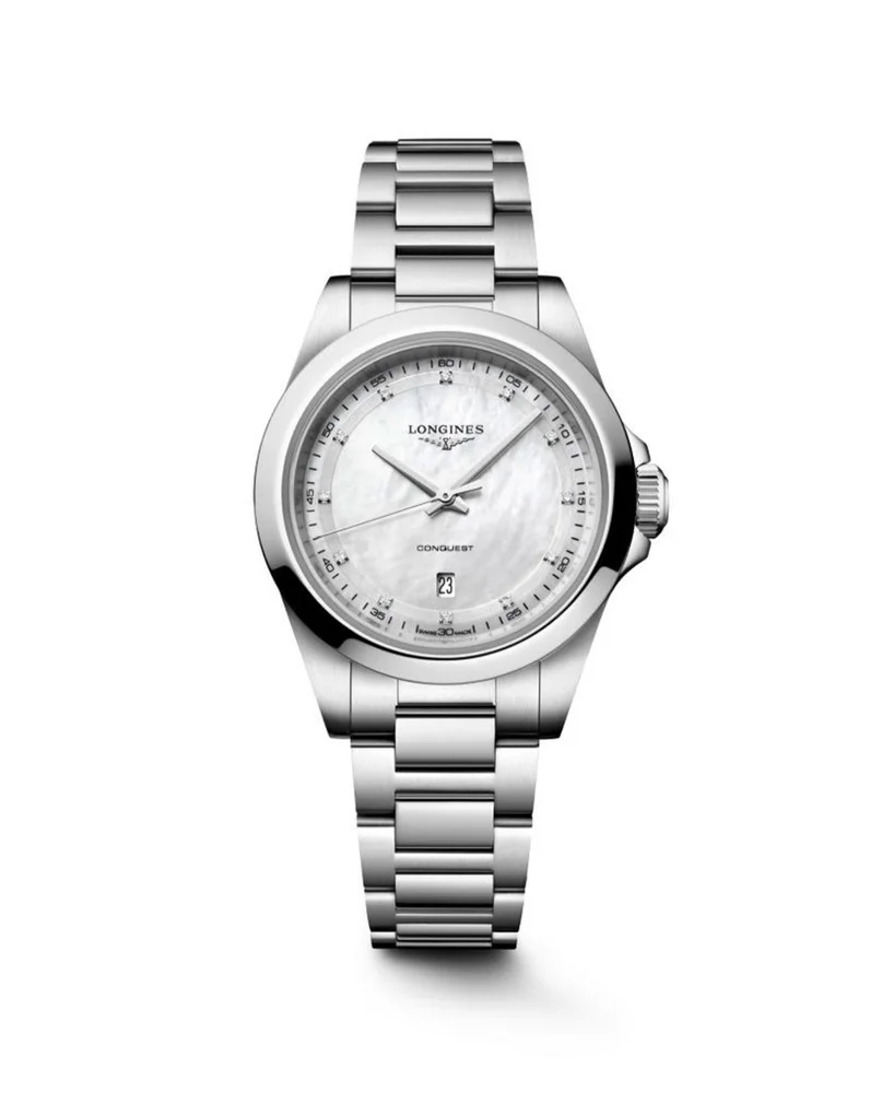 Conquest Silver Stainless Steel Strap Watch