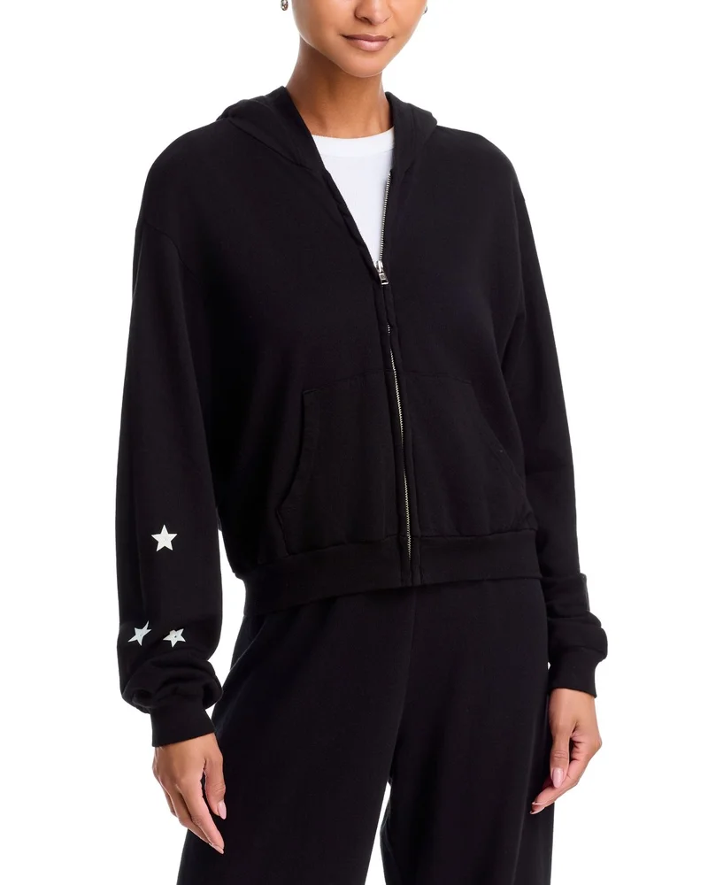 Crop Zip Hooded Cotton Sweatshirt, Exclusive