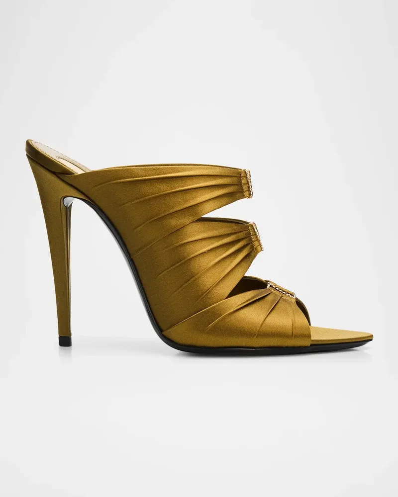 110mm Emilie Satin Embellished YSL Mules
