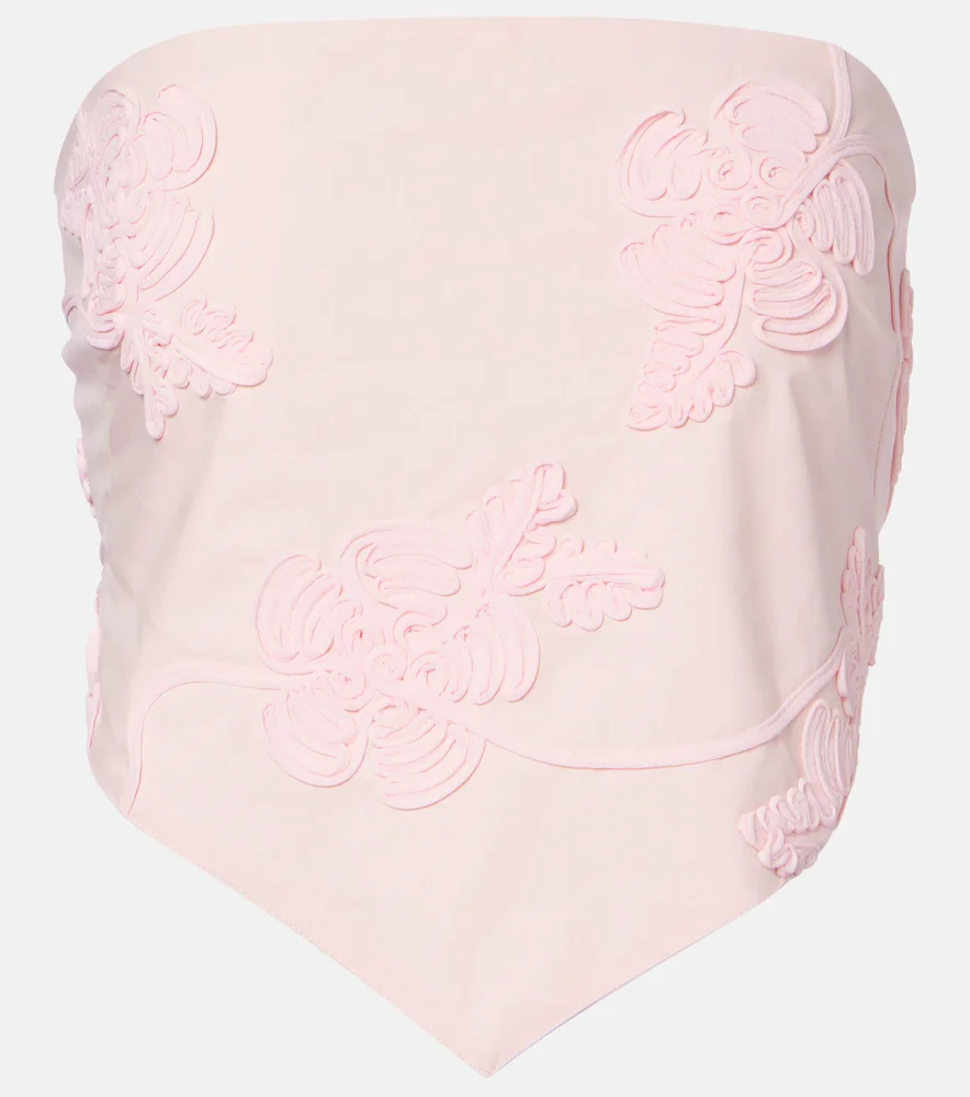 Appliqué strapless cotton top
