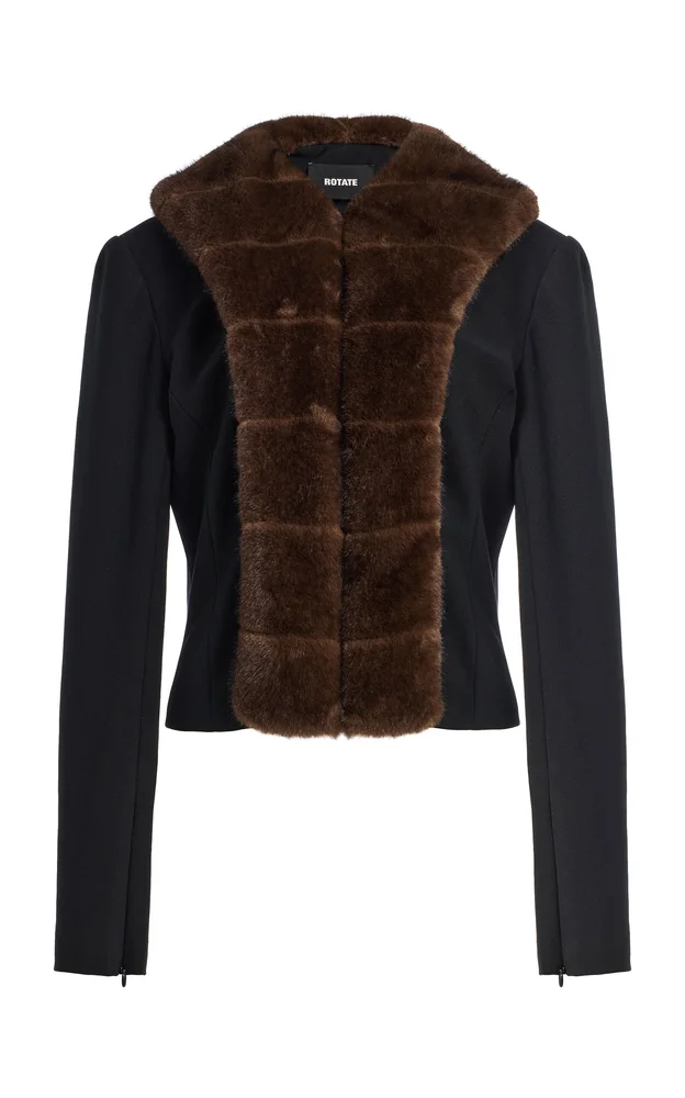 Faux-Fur-Trimmed Cardigan