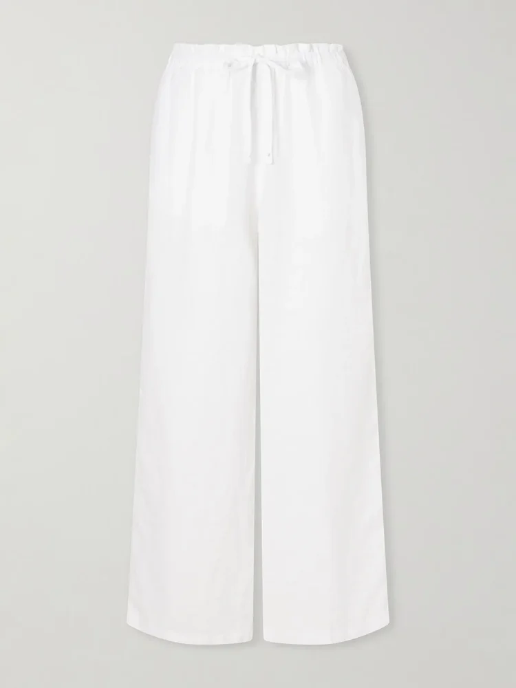 Linen straight-leg pants