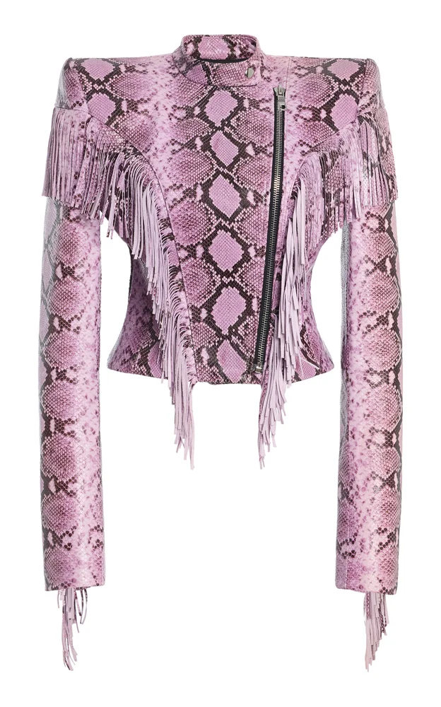 Fringe-Embellished Leather Jacket