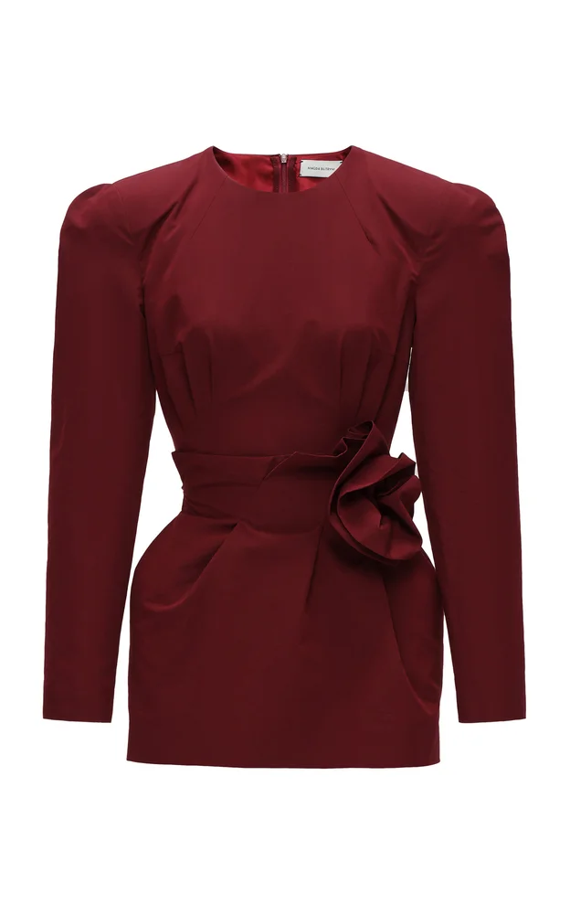 Rosette-Detailed Cotton-Silk Mini Dress