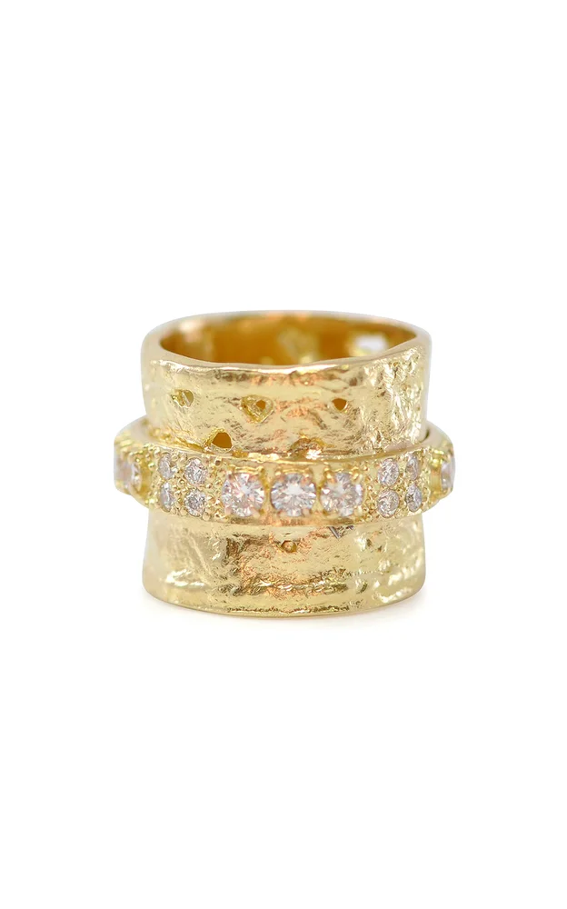 Artifact Wide 18K Yellow Gold Diamond Ring