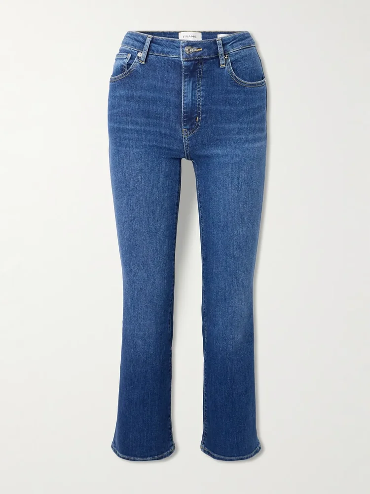 reboot crop stretch high rise bootcut jeans