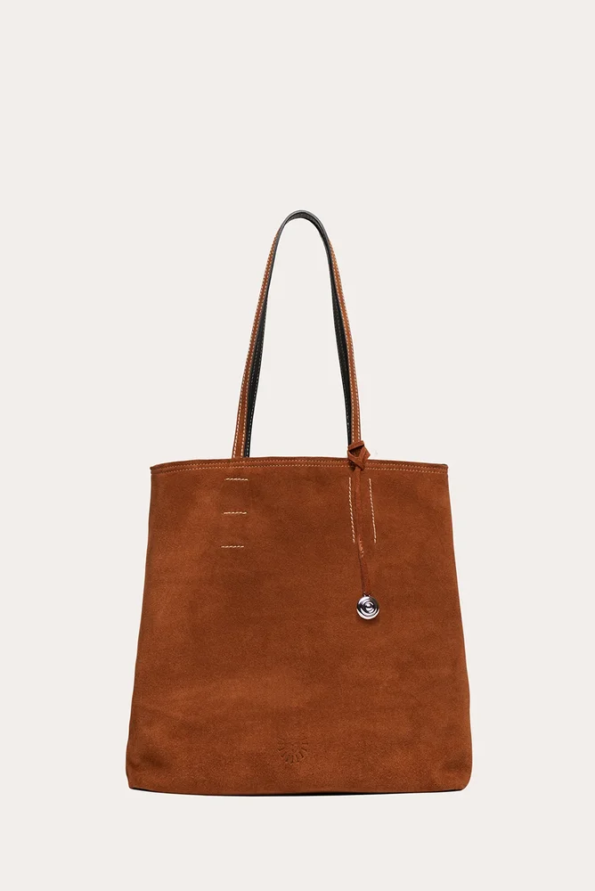 Paper Tote Saddle Brown Suede
