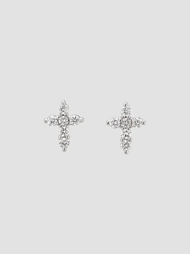 Tiny Treasures 18K Gold & 0.24 TCW Diamond Cross Stud Earrings