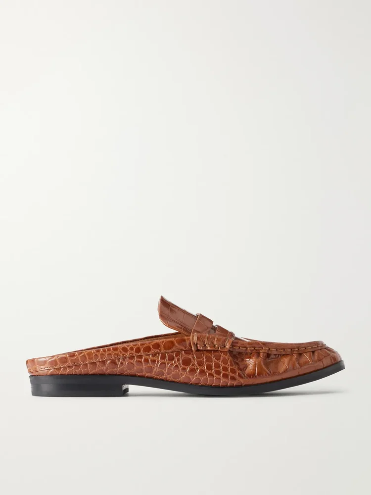 Dean croc-effect leather slip-ons