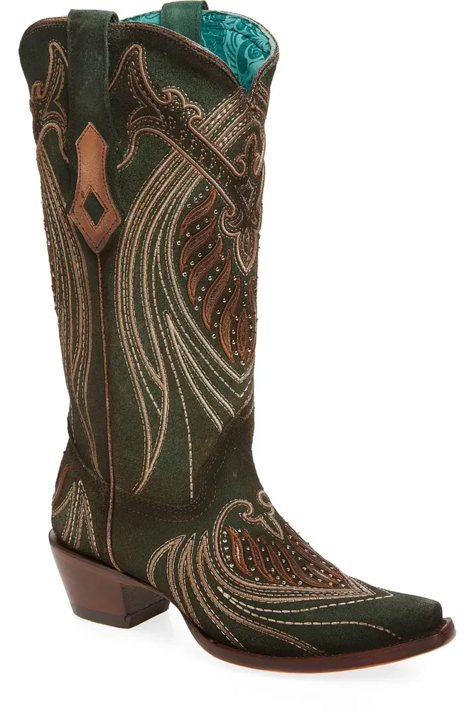 Embroidered Overlay Western Boot