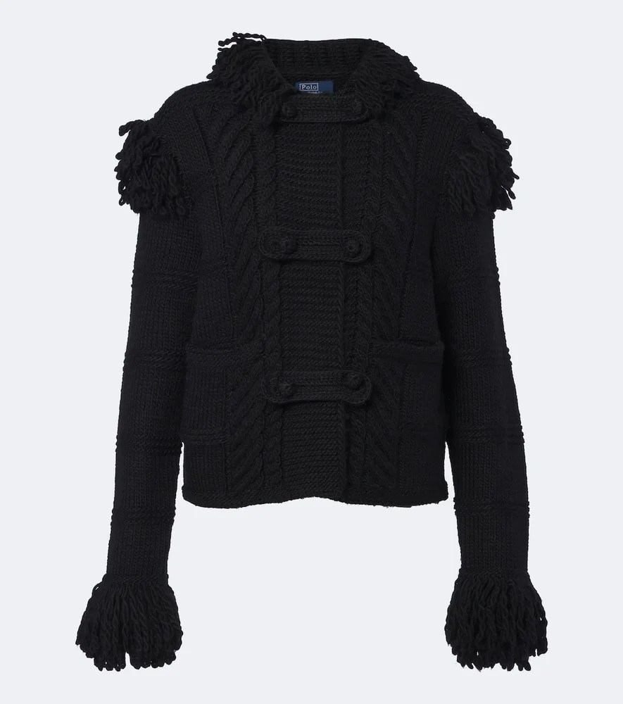 Fringed wool cardigan