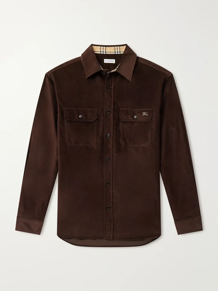 Logo-Embroidered Cotton-Corduroy Shirt
