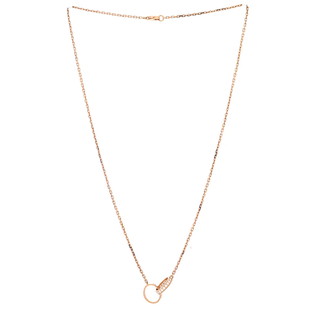 Pre-Owned Love Interlocking Necklace, 18K Rose Gold with Diamonds