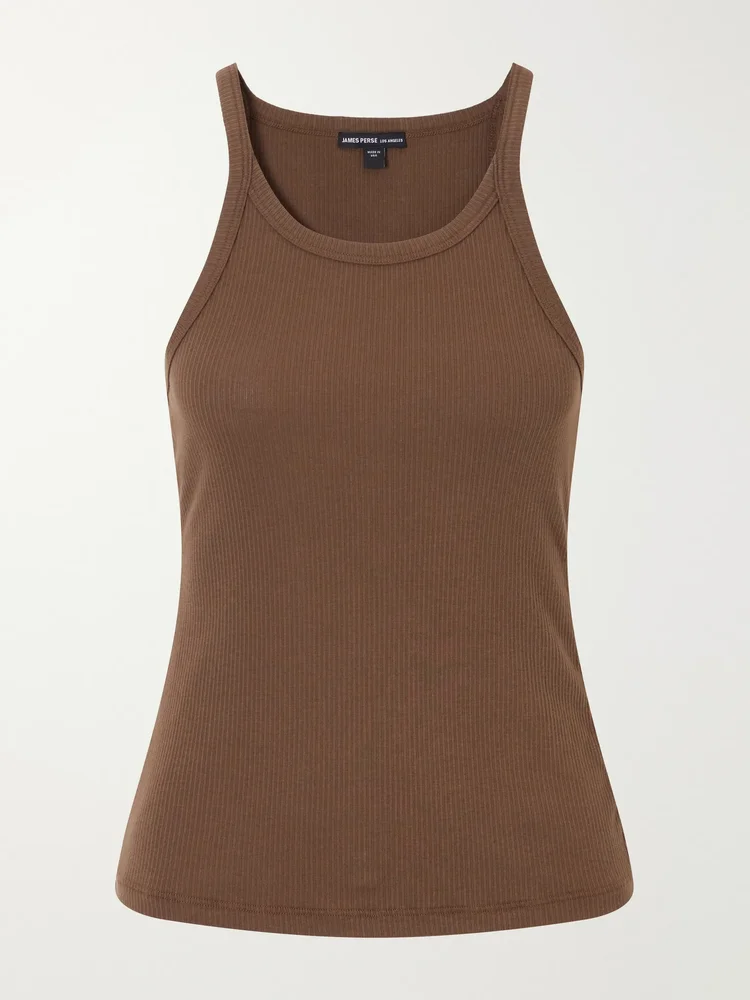 Ribbed cotton-blend tank