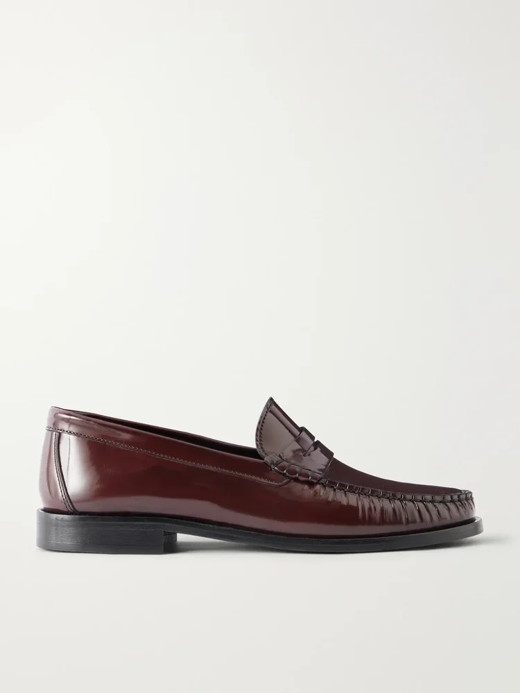 Terry patent-leather penny loafers