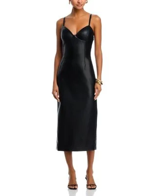 Faux Leather Strap Dress