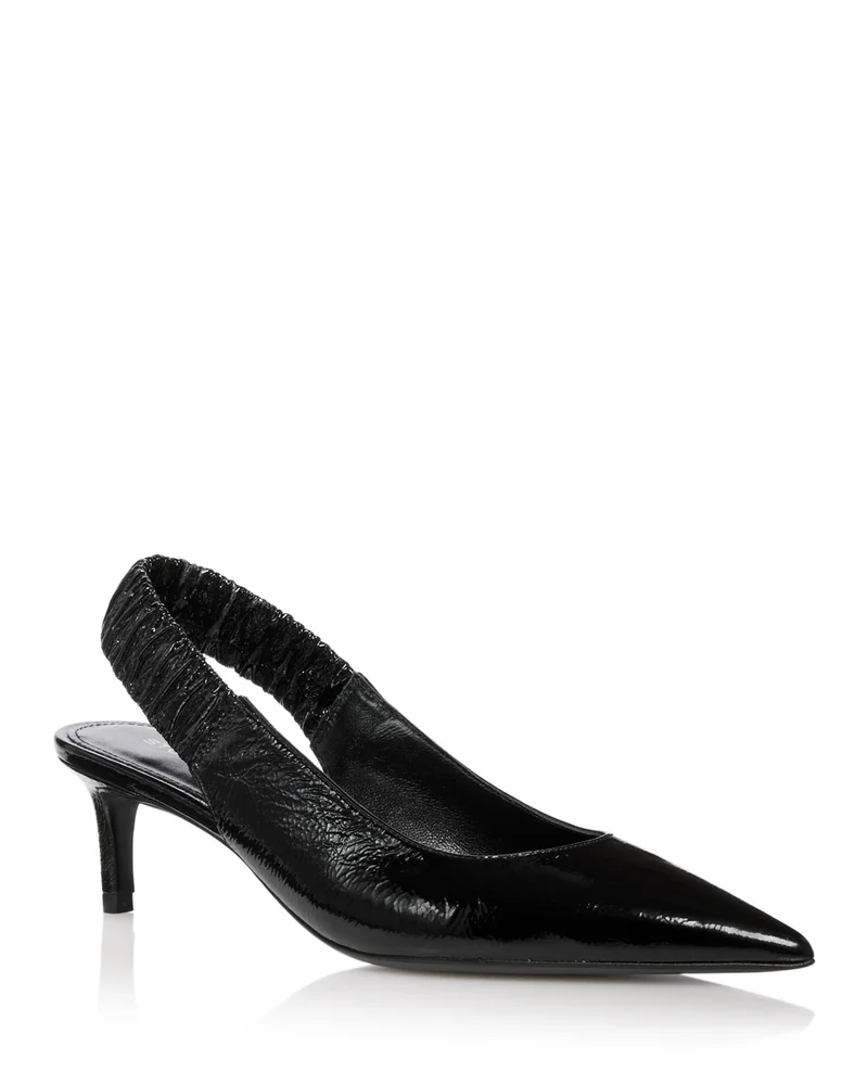 Ruche Patent Leather Slingback Pumps