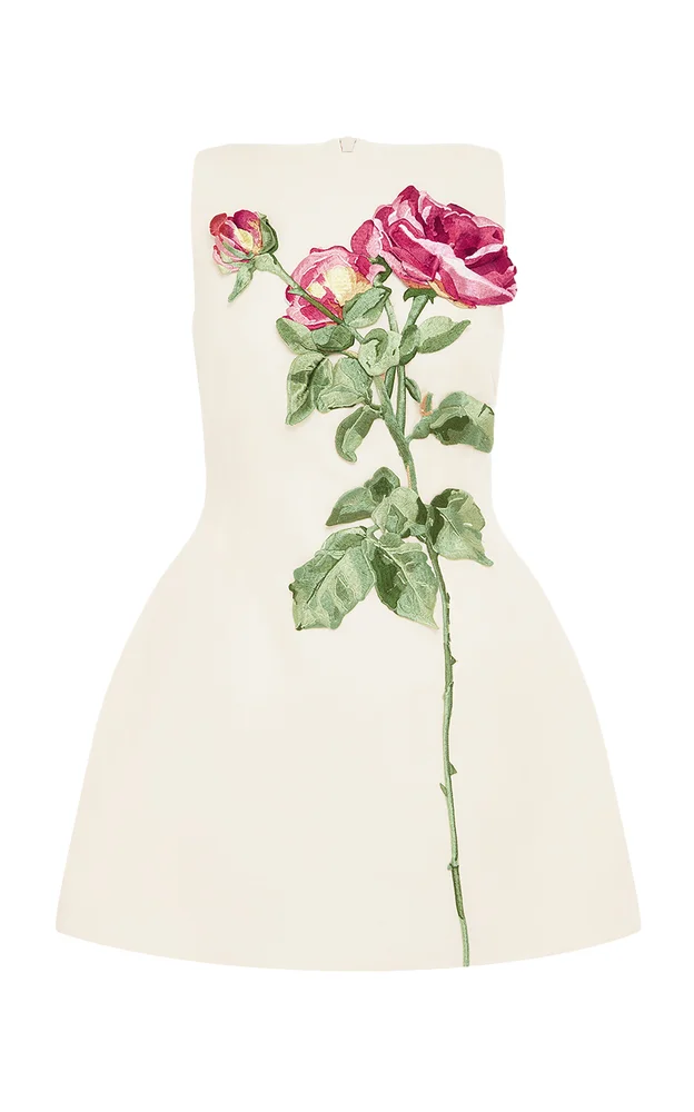 Ali Embroidered Linen-SIlk Mini Dress