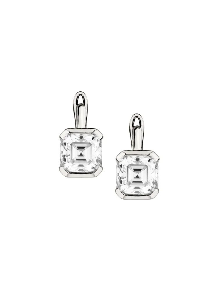 Inès Asscher-Cut Earrings in Moissanite, Sterling Silver