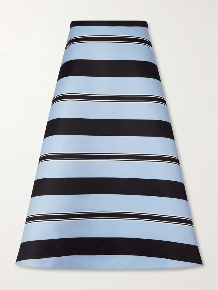 hallie striped faille midi skirt