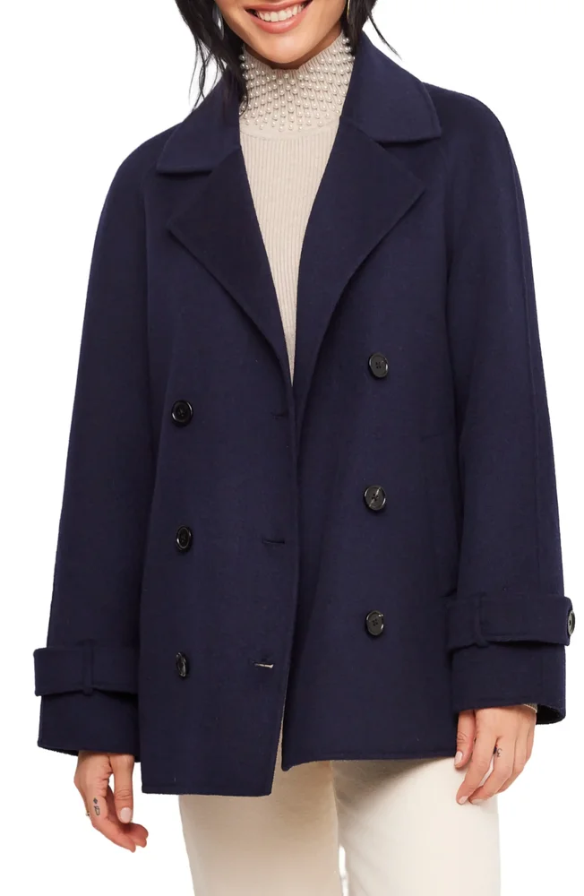Brushed Wool Blend Peacoat