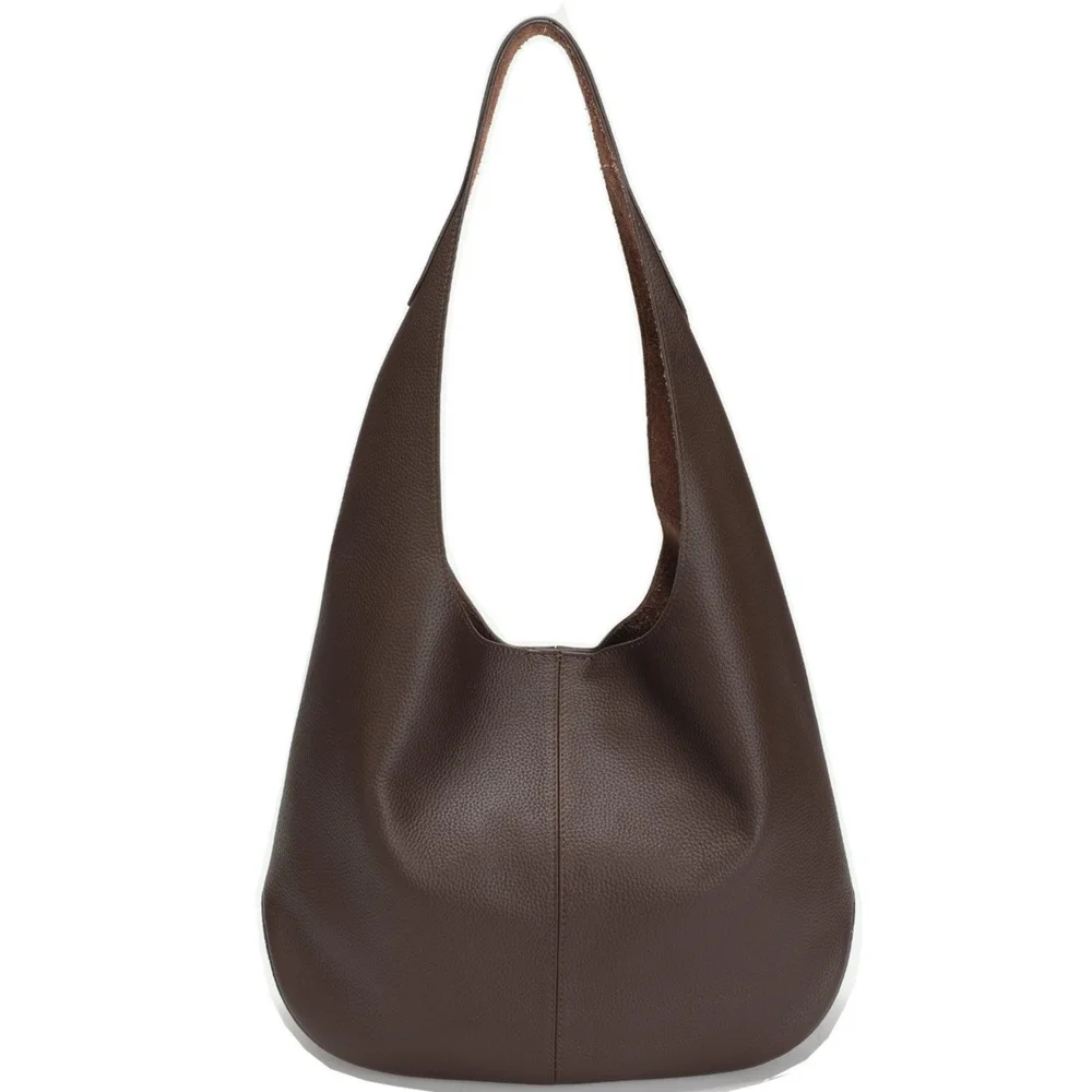 Arc Leather Crescent Hobo Bag Soft Pebbled Shoulder Bag Casual Slouchy Handbag