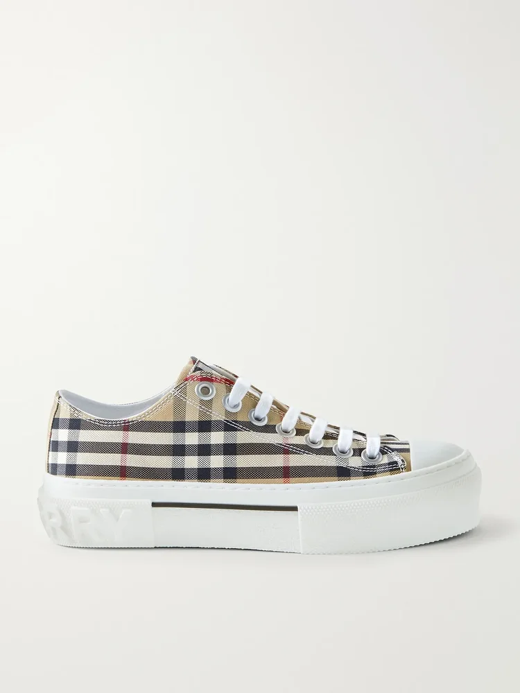 checked canvas sneakers