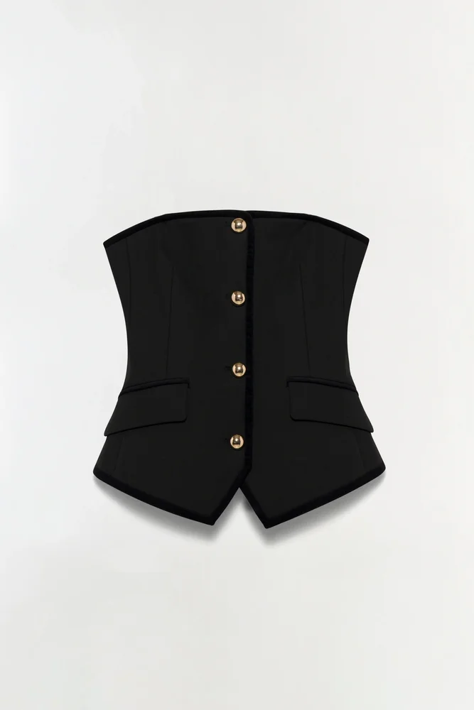 Cambrie Velvet Trimmed Bustier Top