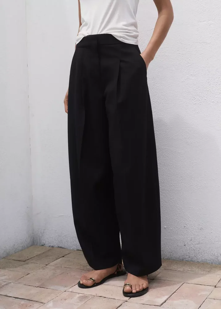 Pleated wide leg trousers - Women