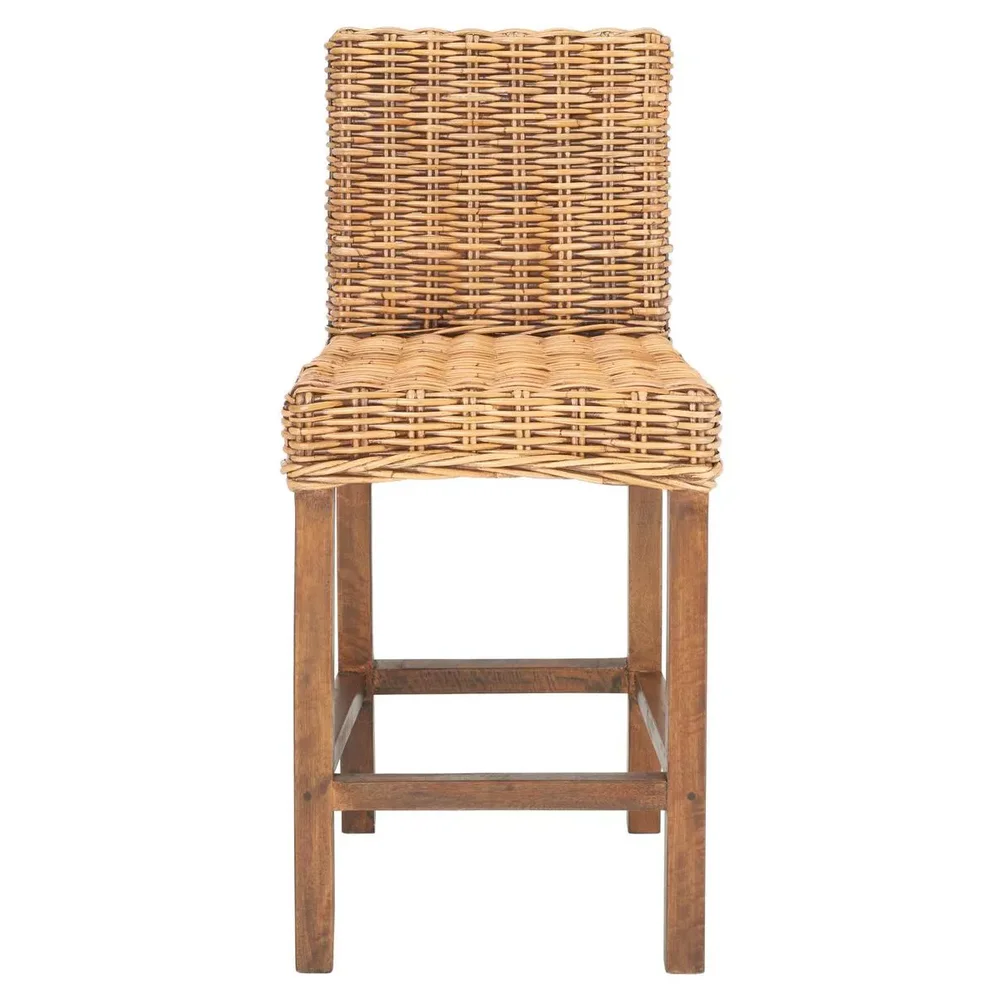 Tobie Rattan Counter Stool, Honey Brown Wash