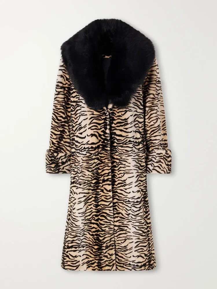 Nina tiger-print shearling coat