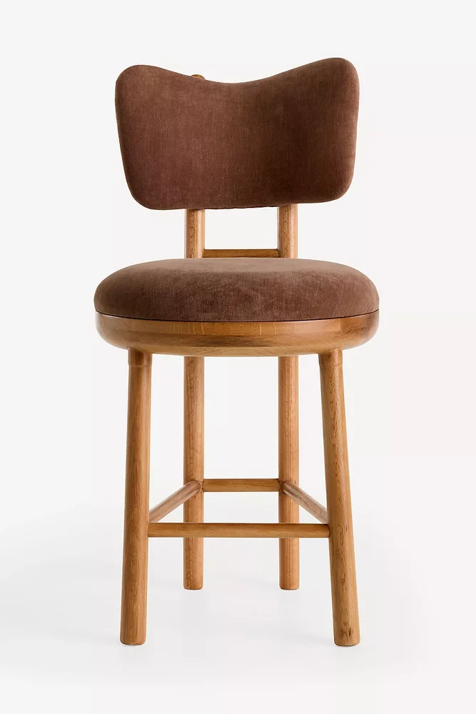 Irie Velvet Oak Wood Counter Stool