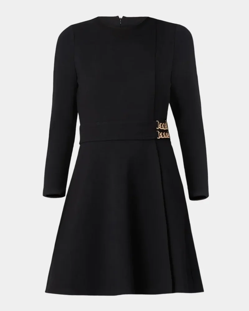 Chain-Embellished Ponte Mini Dress