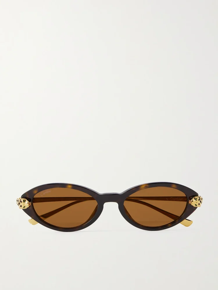 Panthère de Cartier oval-frame tortoiseshell acetate and gold-tone sunglasses