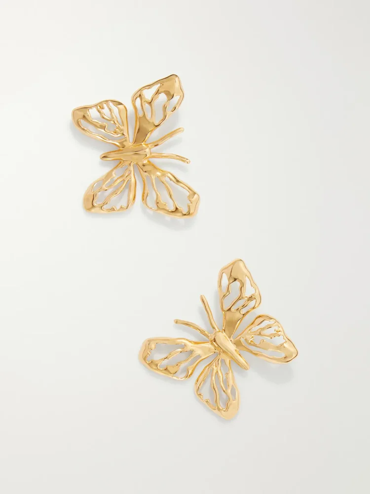Butterfly gold-tone earrings