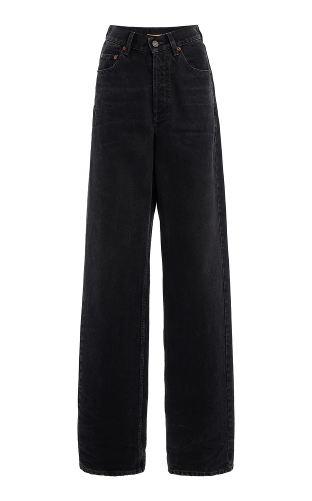V-Waist Mid-Rise Straight-Leg Jeans
