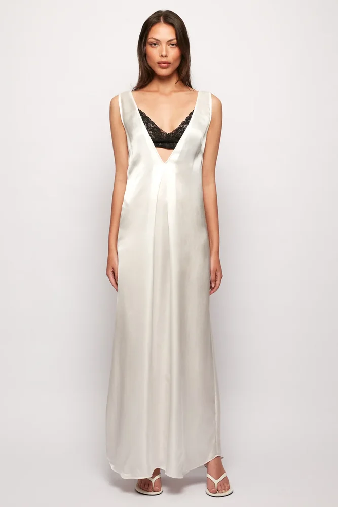 Plunging Slip Maxi (Lace Bralette Included)