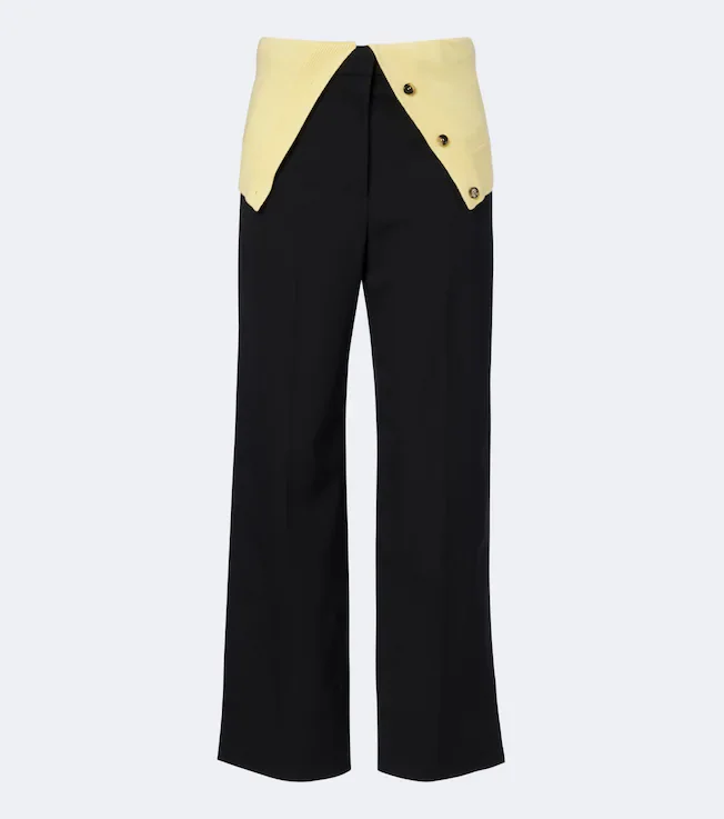 Paneled wool wide-leg pants