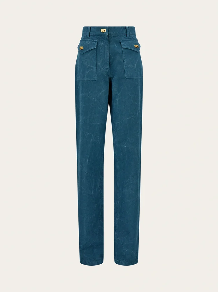 Washed gabardine trouser