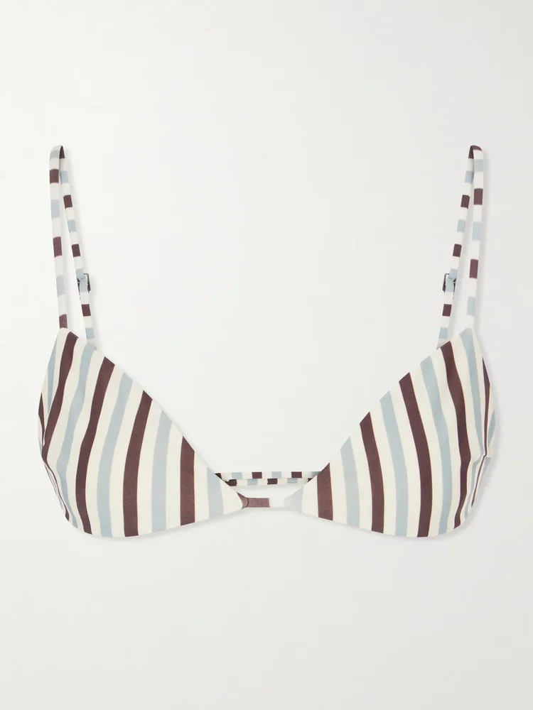 Vitoria striped triangle bikini top