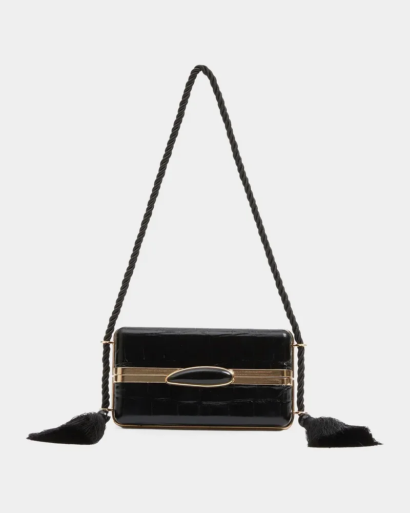 Roma Croc-Embossed Leather Shoulder Bag
