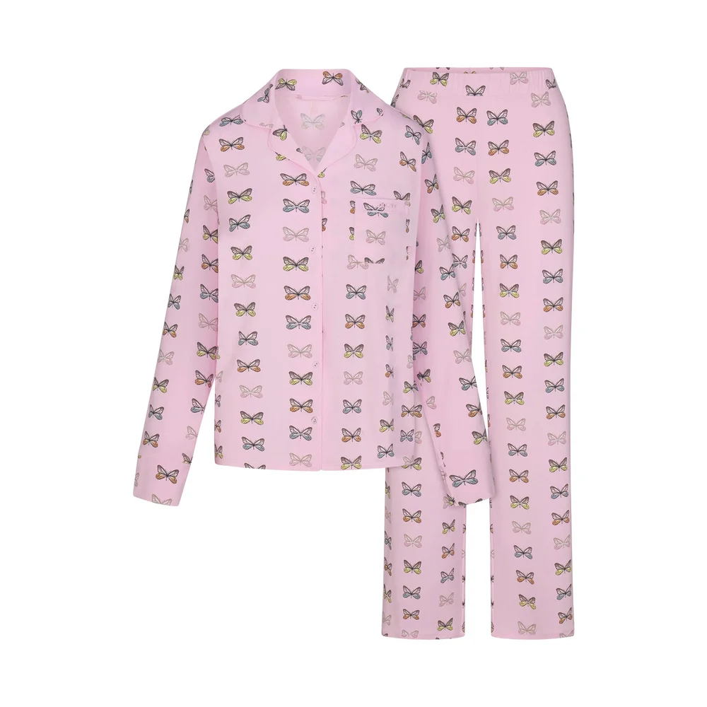 SKIMS SLEEP LONG SLEEVE BUTTON UP SET