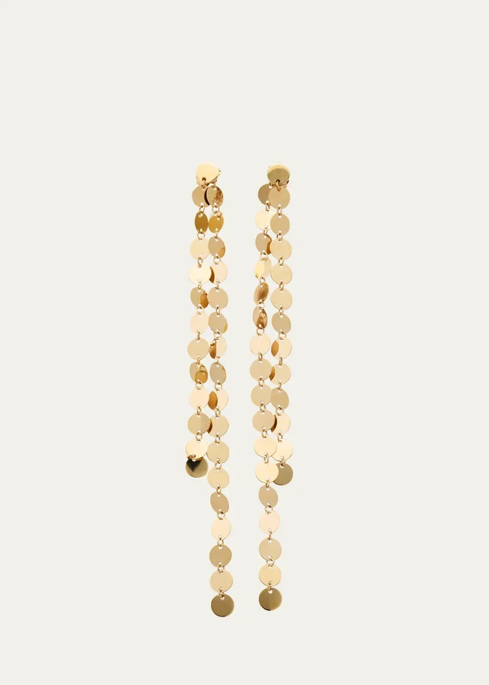 14K Yellow Gold Laser Disc Linear Earrings