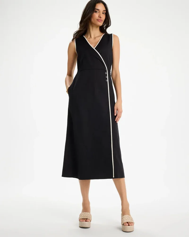 chicos.com Sleeveless Surplice Linen Dress