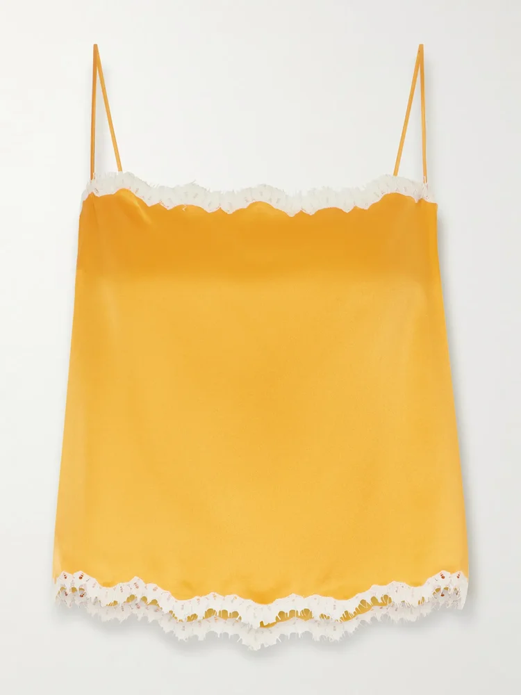 Loure lace-trimmed silk-satin top