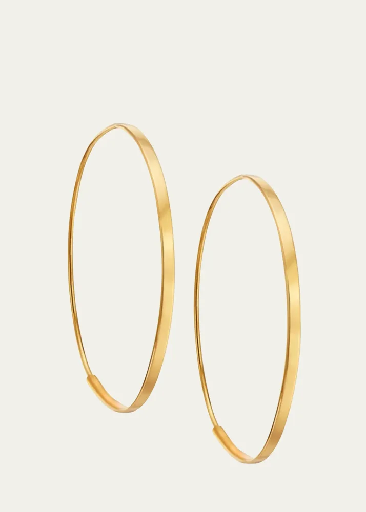 14K Gold Small Flat Magic Hoop Earrings