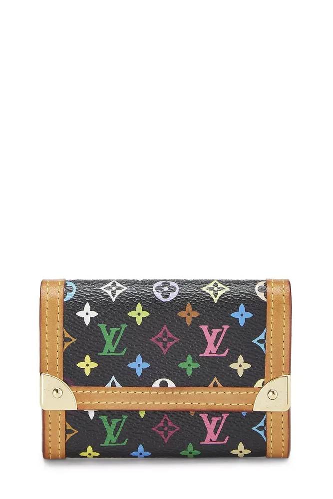 Takashi Murakami x Louis Vuitton Black Monogram Multicolore Porte Monnaie Plat