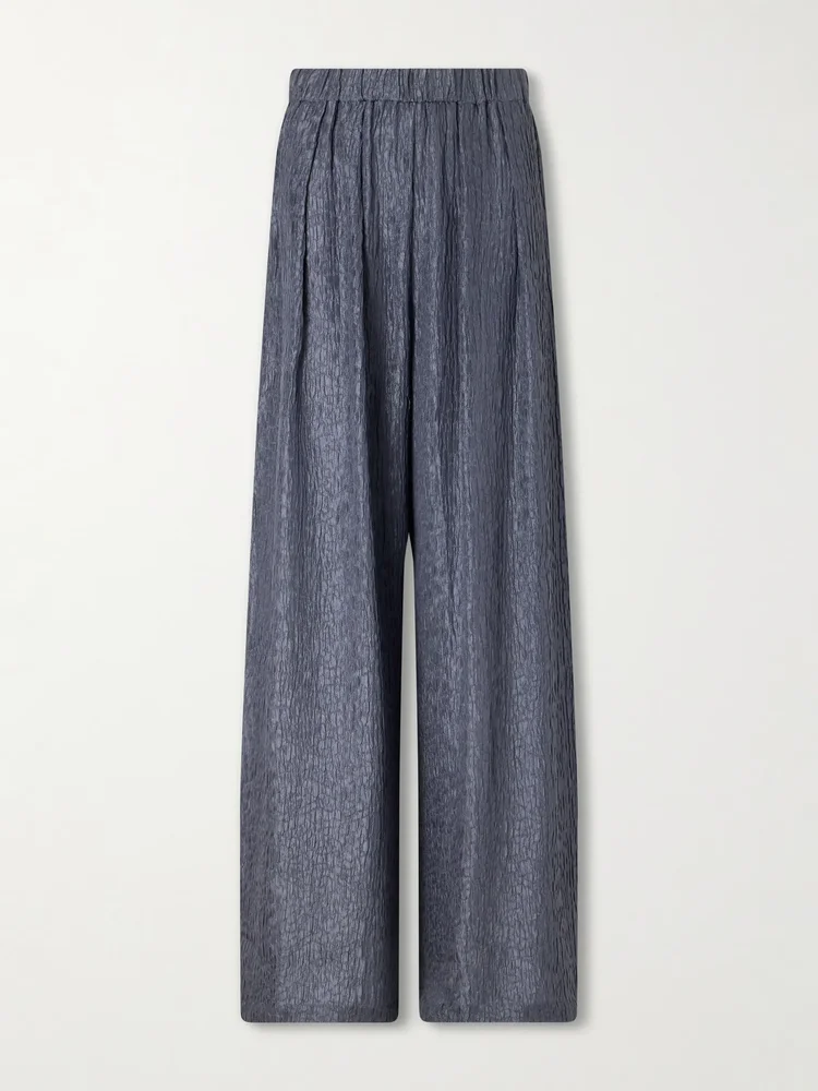 Anhelo crinkled silk-charmeuse wide-leg pants