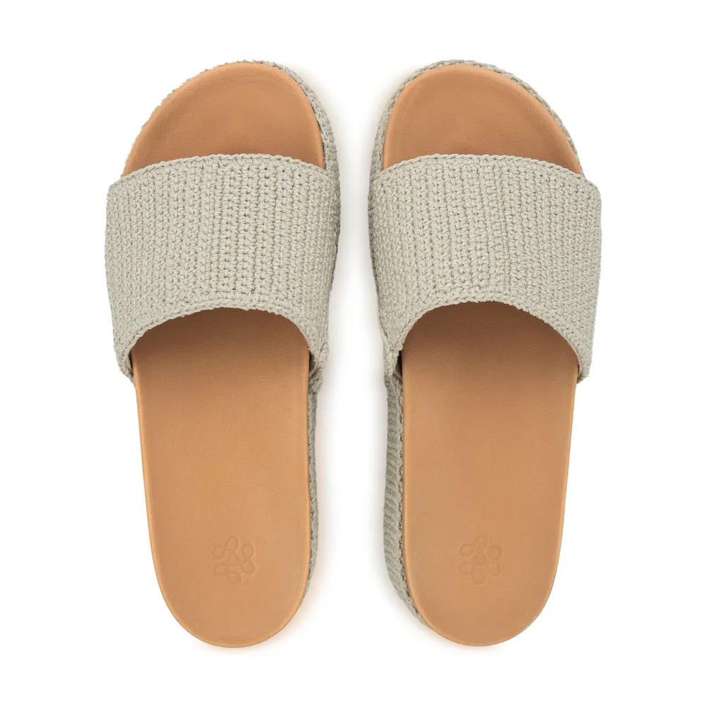 Olivia Platform Sandal - Hand Crochet - Ecru